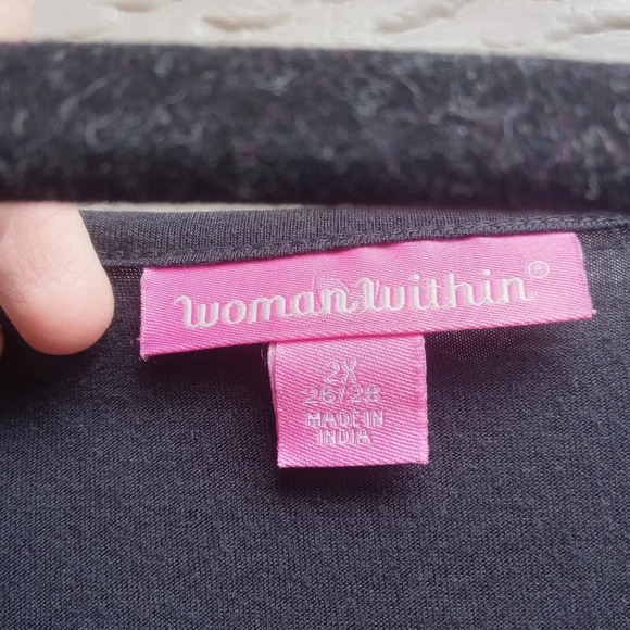 Woman Within Black and Gray Midi Dress 2XL - Picture 3 of 8